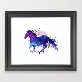 Running Horse Watercolor Silhouette Framed Art Print