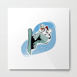 Snowboard Jump Cartoon Metal Print