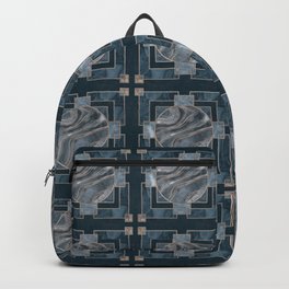Stained Glass Art Deco Design Navy Blue And Gold Backpack