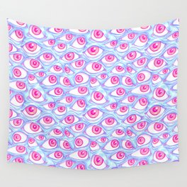 Wall of Eyes in Baby Blue Wall Tapestry