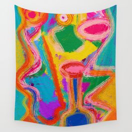 Happy Abstract Art Colorful Faces by Emmanuel Signorino Wall Tapestry