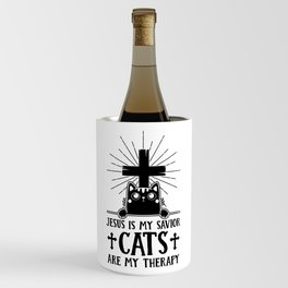 Jesus Is My Savior Cats Are My Therapy Wine Chiller