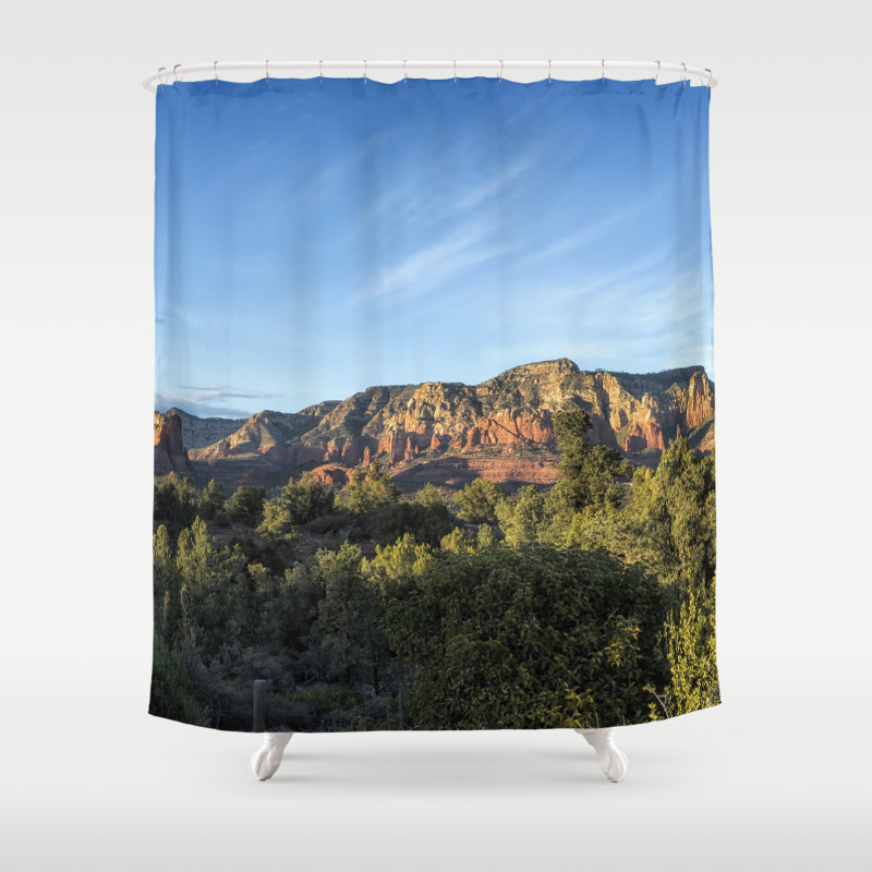 Early Evening Light On The Red Rocks Of Sedona Shower Curtain By Belindagreb Society6