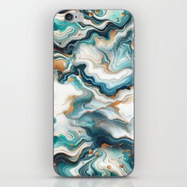 Teal, Blue & Gold Marble Agate  iPhone Skin