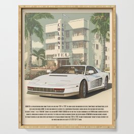 Cars and Classics - Miami Retro with iconic car Poster Serving Tray