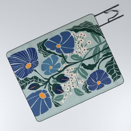 Klimt flowers light blue Picnic Blanket