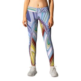 Kaleidoscopic Abstraction in Violet And Yellow Leggings