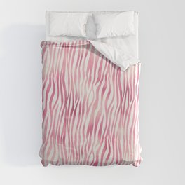 Pink White Tiger Stripes Pattern Duvet Cover