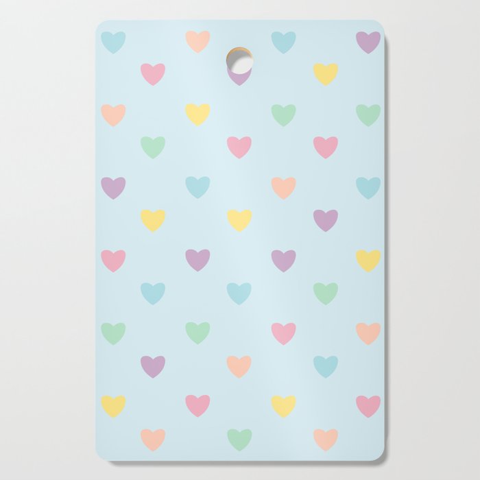 Pastel Hearts Pattern Baby Blue Background Cutting Board