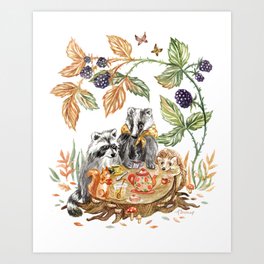 Woodland Teatime Art Print