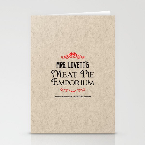 Mrs. Lovett's Meat Pie Emporium (Sweeney Todd) Stationery Cards