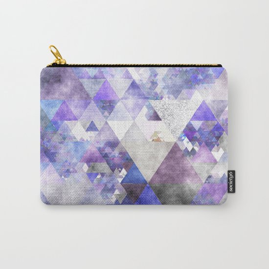 Purple and silver glitter triangle pattern- Abstract watercolor illustration Carry-All Pouch