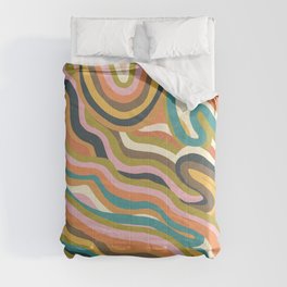 Rainbow Marble Comforter | Modern, Pop Art, Lines, Liquid, Abstract, Pattern, Retro, Marble, Curated, Vintage 