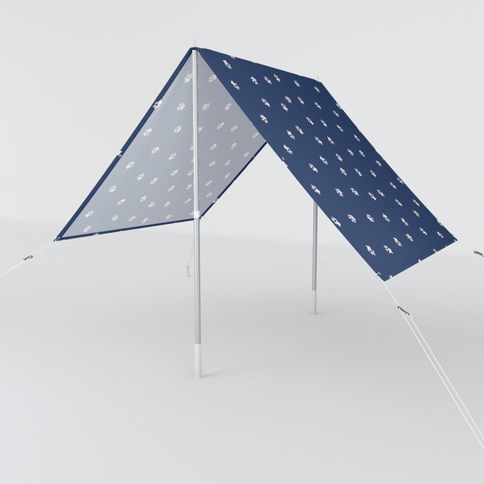 Tiny Paw Prints Pattern Navy Blue Sun Shade