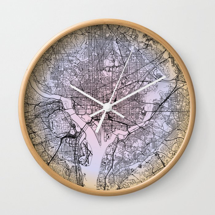 Washington DC - Gradient City Map Wall Clock
