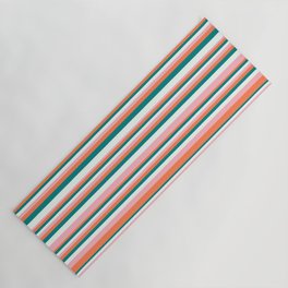 [ Thumbnail: Teal, Mint Cream, Light Pink, and Coral Colored Lines/Stripes Pattern Yoga Mat ]