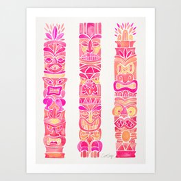 Tiki Totems – Pink Palette Art Print