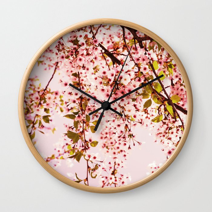 Pink Blossoms Wall Clock