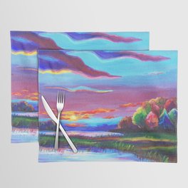 Colorful Sunset Landscape Painting Placemat