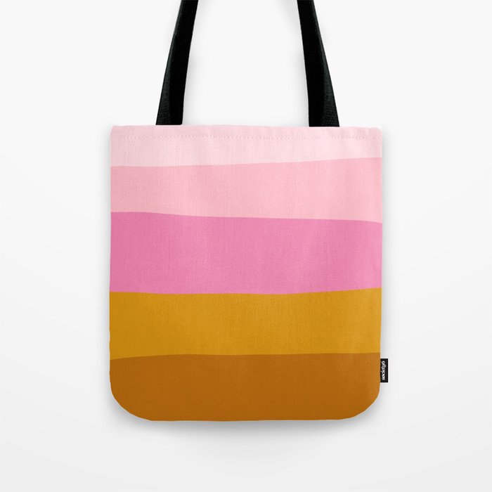 Abstract Organic Color Blocking in Pink and Honey Gold Tote Bag