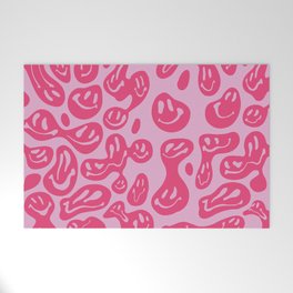 Hot Pink Dripping Smiley Welcome Mat