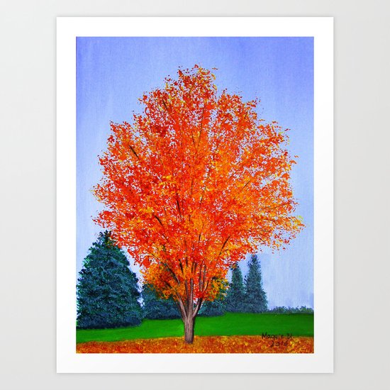 Fall tree in ND Art Print