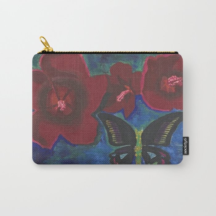Red Flowers and Butterfly still life portrait by Joseph Stella Carry-All Pouch