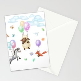 animals in the clouds on balloons Stationery Card