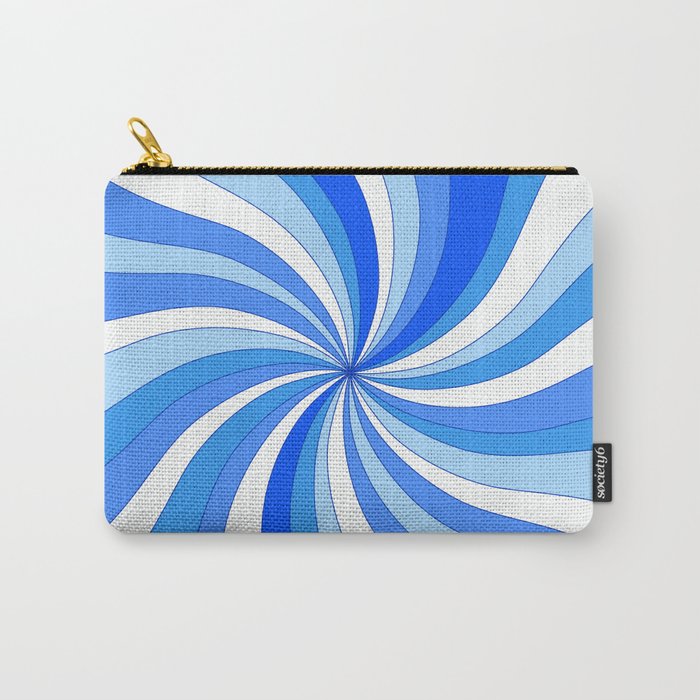 Blue Vibe Sunburst Retro 70s Abstract Carry-All Pouch