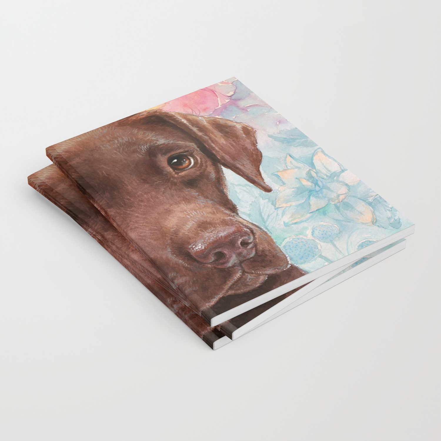 Flowers And Chocolate Chocolate Lab Dog Watercolor Portrait