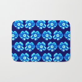 Blue Flower Girly Pattern Bath Mat | Darkblue, Graphicdesign, Nature, Blossoms, Digital, Flower, Girlypattern, Design, Painting, 3D 