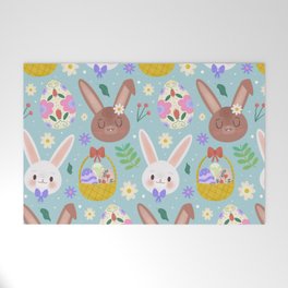 Happy Easter Cute Rabbits Collection Welcome Mat