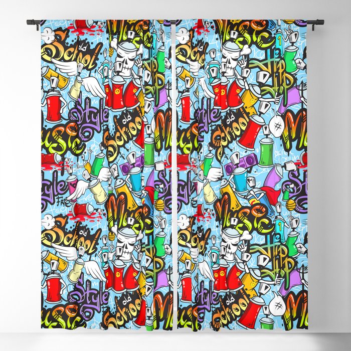 Urban Vibes: Graffiti Canvas Art, Street Art, Inspired by Old School Hip Hop Culture (80s-90s) Blackout Curtain