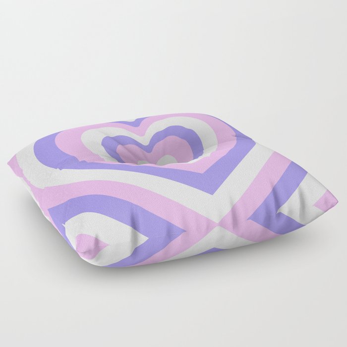 Purple and White Heart Shape Floor Pillow