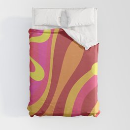 Dopamine Please - Trippy Retro Psychedelic Abstract Pattern Magenta Pink Orange Yellow Duvet Cover