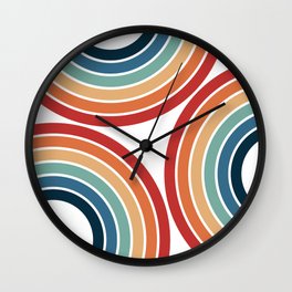Colorful retro style circles Wall Clock