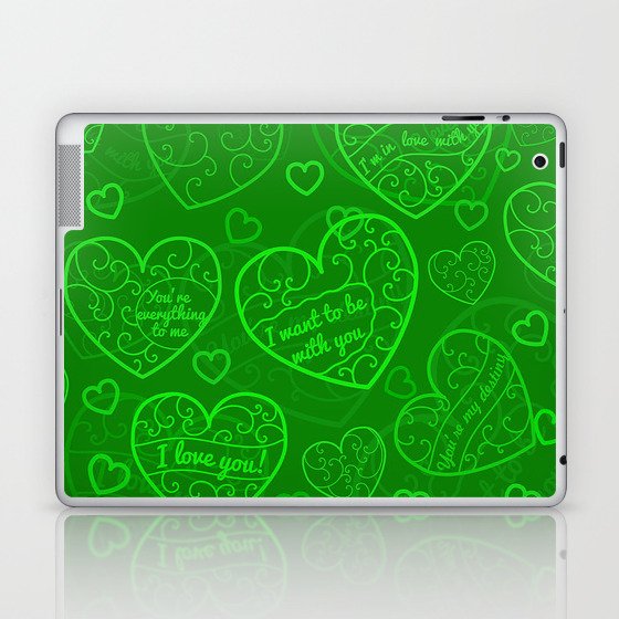 Green Love Heart Collection Laptop & iPad Skin