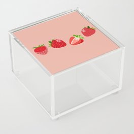 Strawberry - Colorful Summer Vibes Berry Art Design on Red Acrylic Box