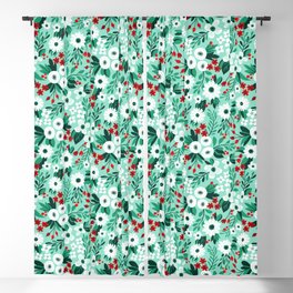 Modern Winter Holiday Floral Blackout Curtain
