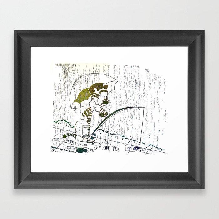 Calvin and Hobbes - Fishing with Friends by Christie Olstad Framed Art Print