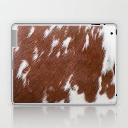 Brown and White Cowhide, Cow Skin Print Pattern Laptop Skin