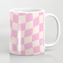 Twisted Warped Pastel Pink Checkerboard Mug