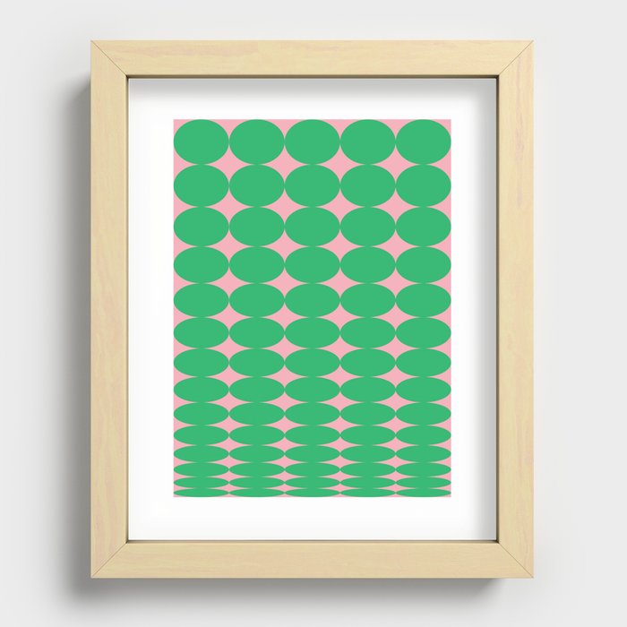 Retro Round Pattern - Green Pink Recessed Framed Print