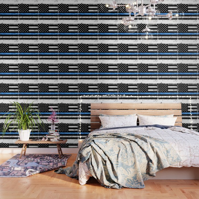 Thin blue shop line flag wallpaper