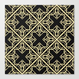Vintage modern tiles pattern. Abstract art deco seamless monochrome background Canvas Print
