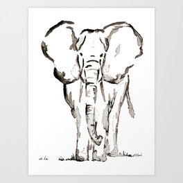 Elephant in Ink Art Print