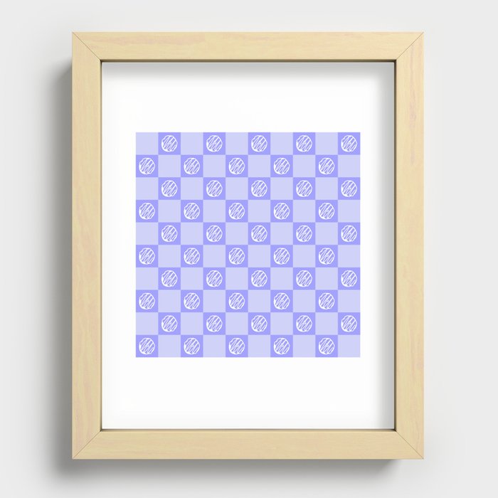 Minimal checkerboard line drawing doughnut pattern 2 Recessed Framed Print