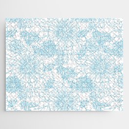 Aqua Blue and White Hand Drawn Floral Pattern - Diamond Vogel 2022 Popular Colour Orleans Tune 0658 Jigsaw Puzzle