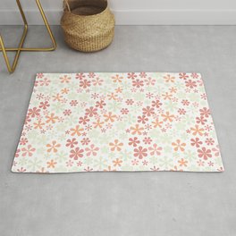 peach and rose pink florals eclectic daisy print ditsy florets Area & Throw Rug