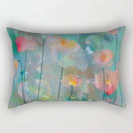 Water Lilies illustration watercolor painting  Rectangular Pillow